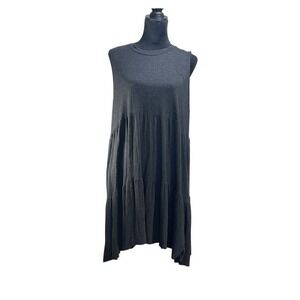 Mud Pie XL Gray Sleeveless Tiered Dress Casual Summer normcore‎ goth comfy